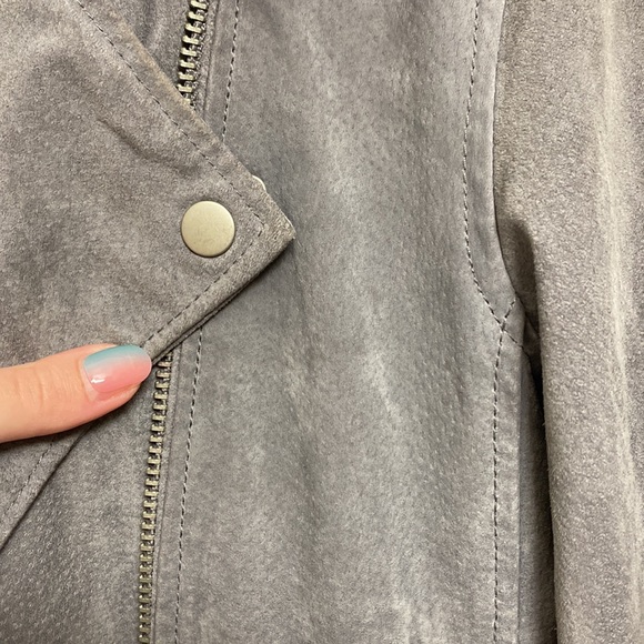 BlankNYC Real suede Moto Jacket in French Grey - Picture 5 of 5